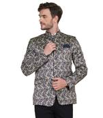 Green printed satin men-wedding-dresses