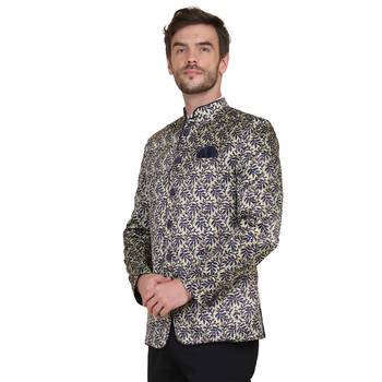 Green printed satin men-wedding-dresses 2