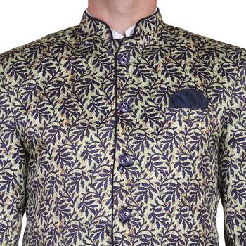 Green printed satin men-wedding-dresses 5