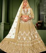 White Velvet Heavy Embroidery Bridal Lehenga