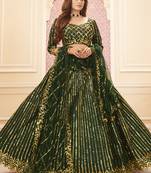 Green Sequins Work Satin Silk Party Wear Lehenga Choli