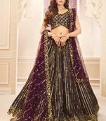 Purple Sequins Work Satin Silk Party Wear Lehenga Choli