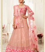 Baby Pink Net Heavy Embroidery Bridal Lehenga