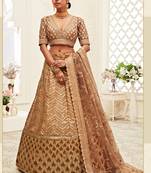 Beige Art Silk Heavy Embroidery Bridal Lehenga