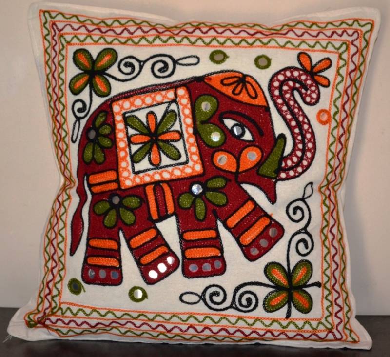 ELEPHANT AARI EMBROIDERED CUSHION COVER (Set of 5)