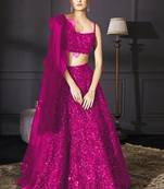 Rani Pink Velvet Sequence Party Wear Lehenga
