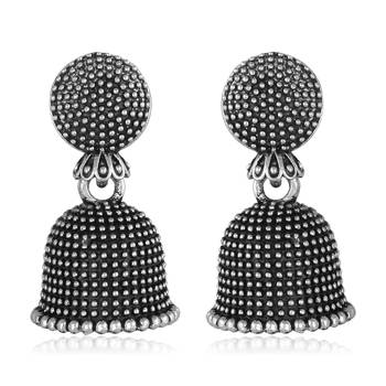 Simple Oxidized Design Jhumki Earring for Women and Girls  1