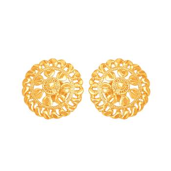 South Indian Design Gold Plated Stud Earring with Screw Back for Women and Girls 1