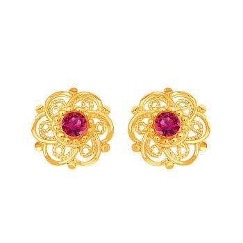 South Indian Design Gold Plated Stud Earring with Screw Back for Women and Girls 1