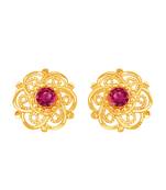 South Indian Design Gold Plated Stud Earring with Screw Back for Women and Girls