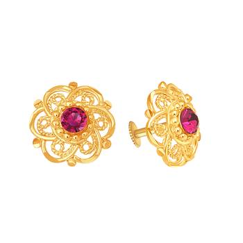 South Indian Design Gold Plated Stud Earring with Screw Back for Women and Girls 2