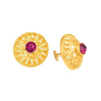 South Indian Design Gold Plated Stud Earring with Screw Back for Women and Girls 2
