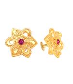 Floral South Indian Design Gold Plated Stud Earring with Screw Back for Women and Girls