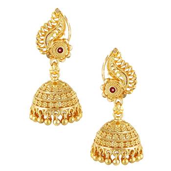 South Indian Design Gold Plated Jhumki Earring with Screw Back for Women and Girls 1