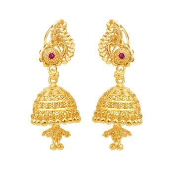 South Indian Design Gold Plated Jhumki Earring with Screw Back for Women and Girls 1