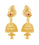 South Indian Design Gold Plated Jhumki Earring with Screw Back for Women and Girls