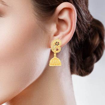 South Indian Design Gold Plated Jhumki Earring with Screw Back for Women and Girls 1