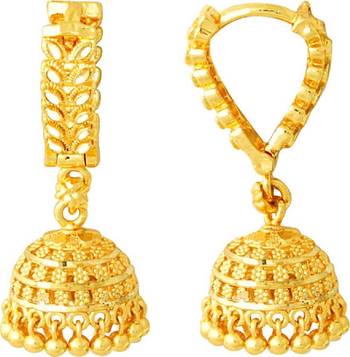 South Indian Design Gold Plated Jhumki Earring with Screw Back for Women and Girls 1
