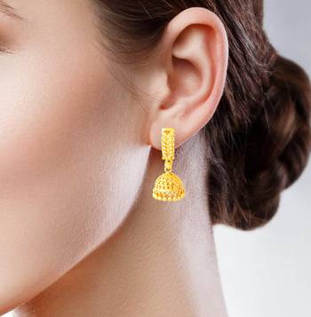 South Indian Design Gold Plated Jhumki Earring with Screw Back for Women and Girls 2
