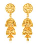 South Indian Design Gold Plated Jhumki Earring with Screw Back for Women and Girls