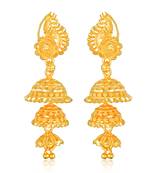 South Indian Design Gold Plated Jhumki Earring with Screw Back for Women and Girls