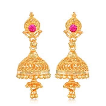 South Indian Design Gold Plated Jhumki Earring with Screw Back for Women and Girls 1