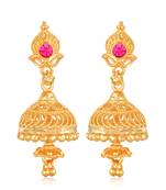 South Indian Design Gold Plated Jhumki Earring with Screw Back for Women and Girls