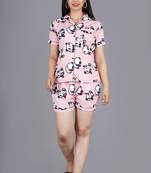 Panda Baby Pink Printed Lounge Wear shorts