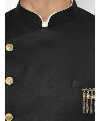 black Viscose plain stitched  Sherwani  Kurta  Churidar 2