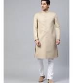 Fawn  Viscose plain stitched  Sherwani  Pant