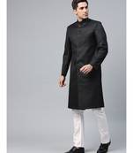 Black Viscose plain stitched  Sherwani  Pant