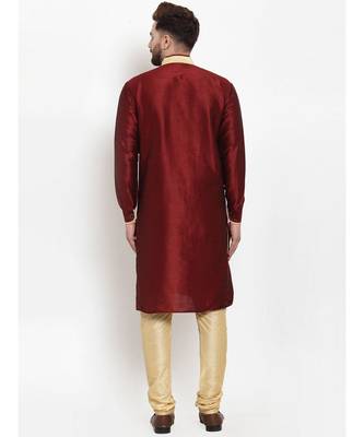 Maroon  art dupion silk plain stitched  Indo  Churidar 3