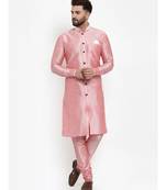 Pink  art dupion silk plain stitched  Indo  Churidar