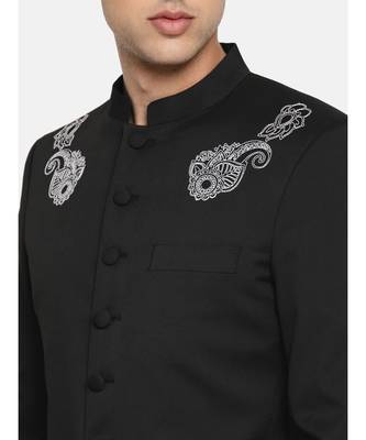 Black Viscose plain stitched  Sherwani  pant 2