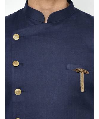 BLUE Viscose plain stitched  Sherwani  Peshwari 2
