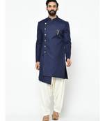 BLUE Viscose plain stitched  Sherwani  Peshwari