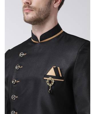 Black Viscose plain stitched  Sherwani  Pant 2