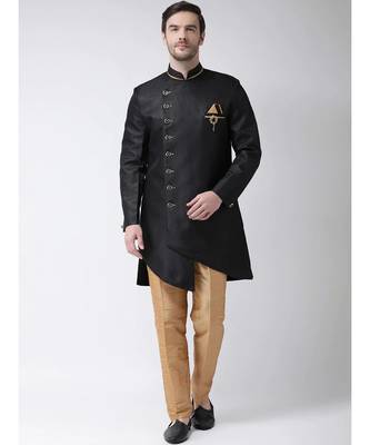 Black Viscose plain stitched  Sherwani  Pant 1