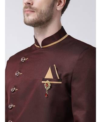 wine Viscose plain stitched  Sherwani  Pant 2
