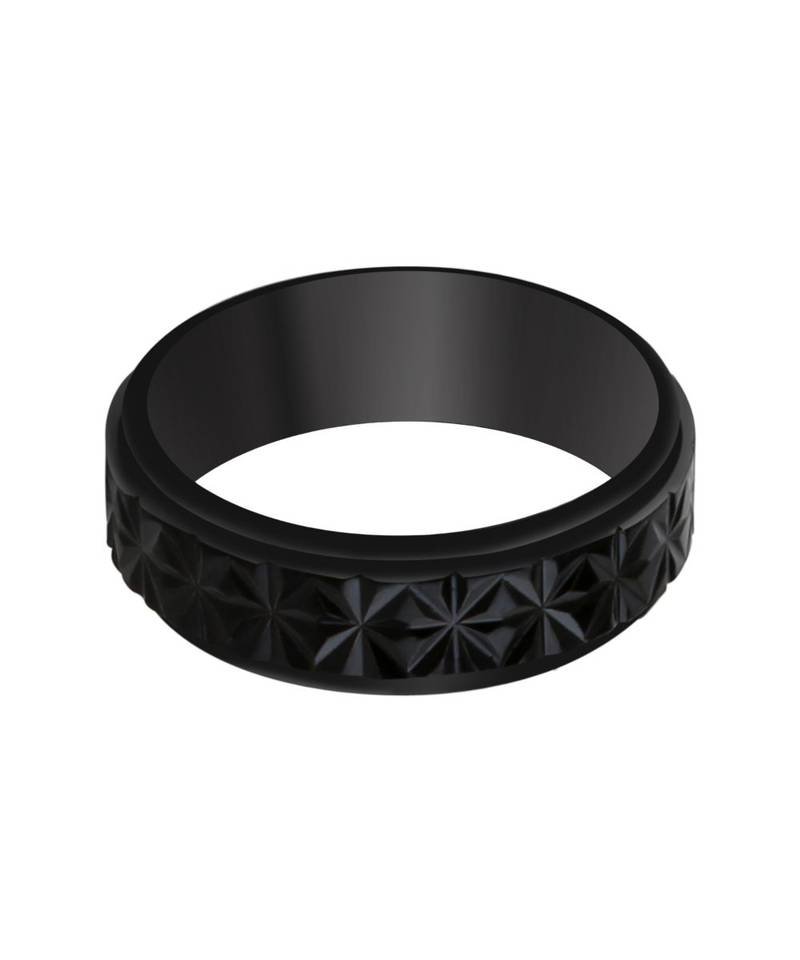 Black silver  platedSilver Plastic   Ring