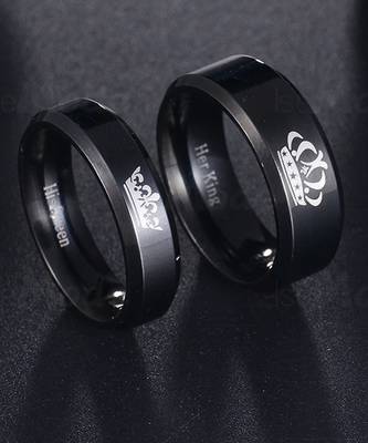 Black silver  platedSilver Stainless Steel   Ring 1