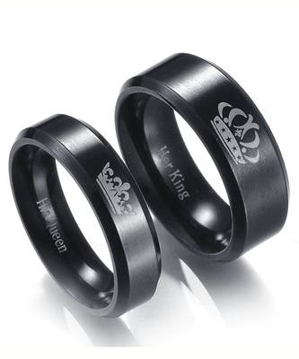 Black silver  platedSilver Stainless Steel   Ring 2