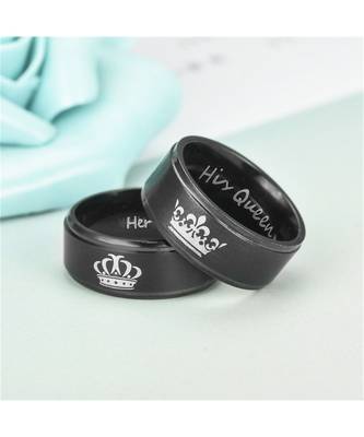 Black silver  platedSilver Stainless Steel   Ring 5