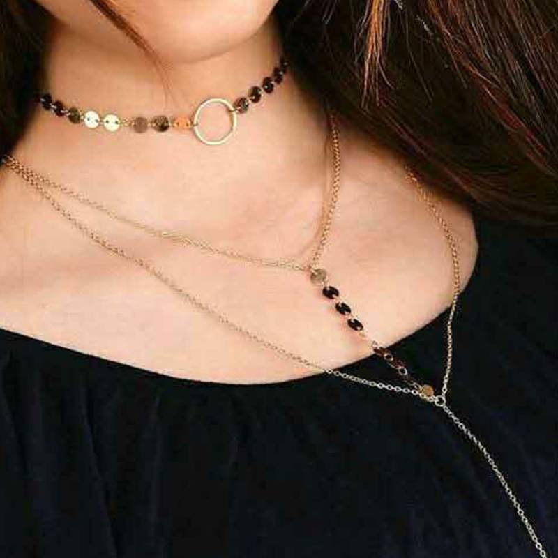 Jewellery Layered Gold Plated Multi Strand Necklace for Women