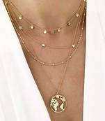 Latest Fashion Stainless Steel Multi Layered  Gold Plated Charm Pendant for Women and Girls