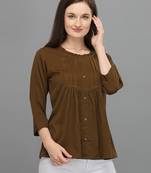 Coffee embroidered polyester crop-tops