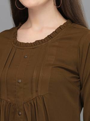 Coffee embroidered polyester crop-tops 3