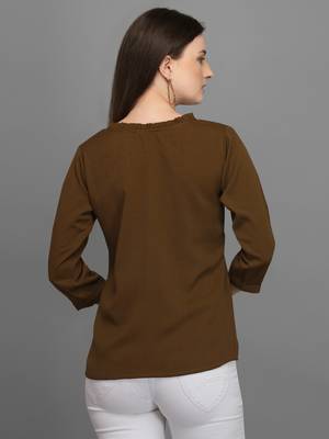 Coffee embroidered polyester crop-tops 4