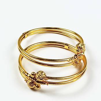 PLAIN GOLDEN BALLS PIPE BANGLES PARTY WEAR COLLECTIONS  Set for Women 2