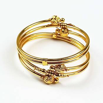 PLAIN GOLDEN BALLS PIPE BANGLES PARTY WEAR COLLECTIONS  Set for Women 4